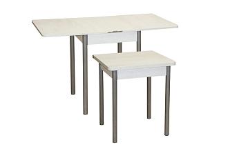 Стол кухонный Компакт расклад ш600(1200)*г750*в600 лдсп бетон пайн белый опора прямая хром