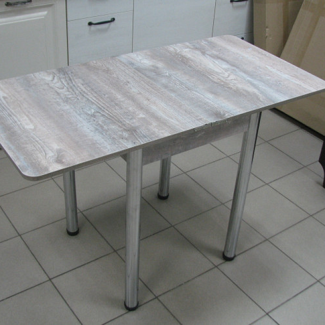 Стол кухонный Компакт расклад ш600(1200)*г750*в600 лдсп бетон пайн темн опора прямая хром