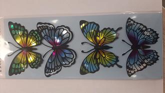 Наклейки для декора 7701 бабочки цветные голограмма //д