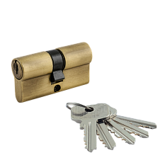 Личинка для замков ZЛ-60мм ЭКО 30*30 бронза ключ-ключ 5 ключей